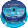 VERBATIM CD-R AZO CRYSTAL 700MB SPINDLE 25-PACK 43352